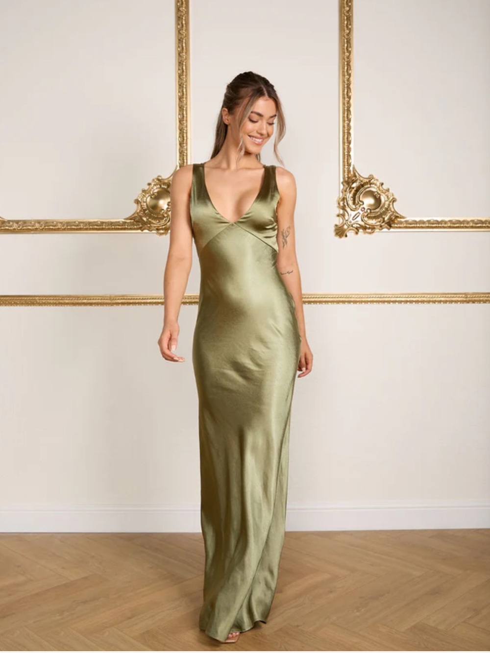 Six Stories Twist Back Satin Bridesmaid Dress